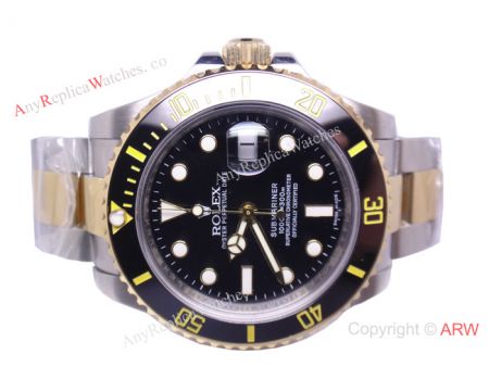 NEW UPGRADED Replica Rolex Submariner 2-Tone Black Dial Black Ceramic Bezel watch